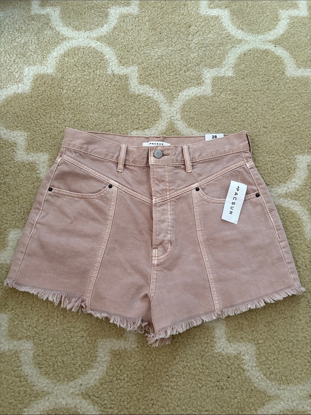 PacSun Blush Pink Ultra High-Rise Vintage Short with Frayed Hem